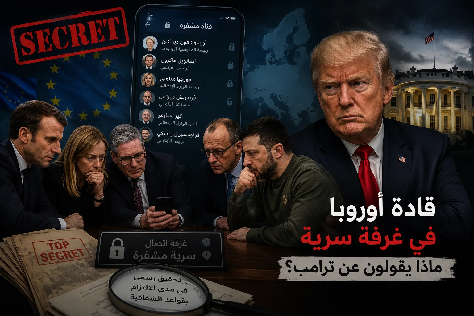 غرفة محادثات مشفرة لقادة أوروبا تثير عاصفة سياسية.. تحقيق رسمي بعد رفض الكشف عن الرسائل وترامب حاضر في المشهد