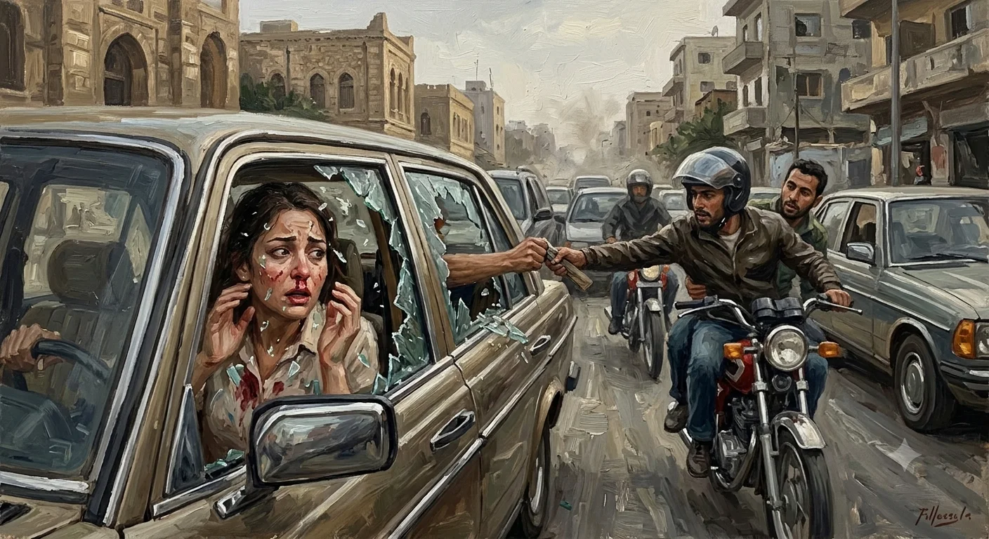 مطاردة في أحد شوارع حمص من قبل حثالة من اللصوص بهدف السرقة والضحية سائحة أمريكية