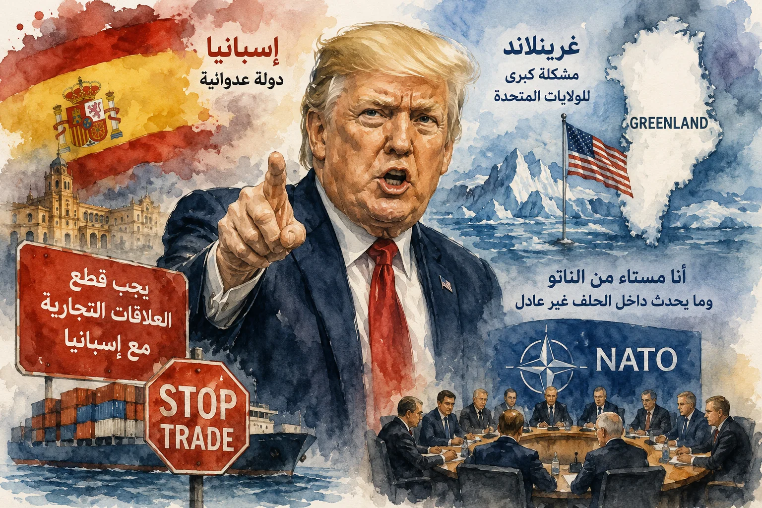ترامب يصعّد ضد إسبانيا ويهاجم الناتو:   دعوة لوقف التجارة وتحذيرات بشأن غرينلاند