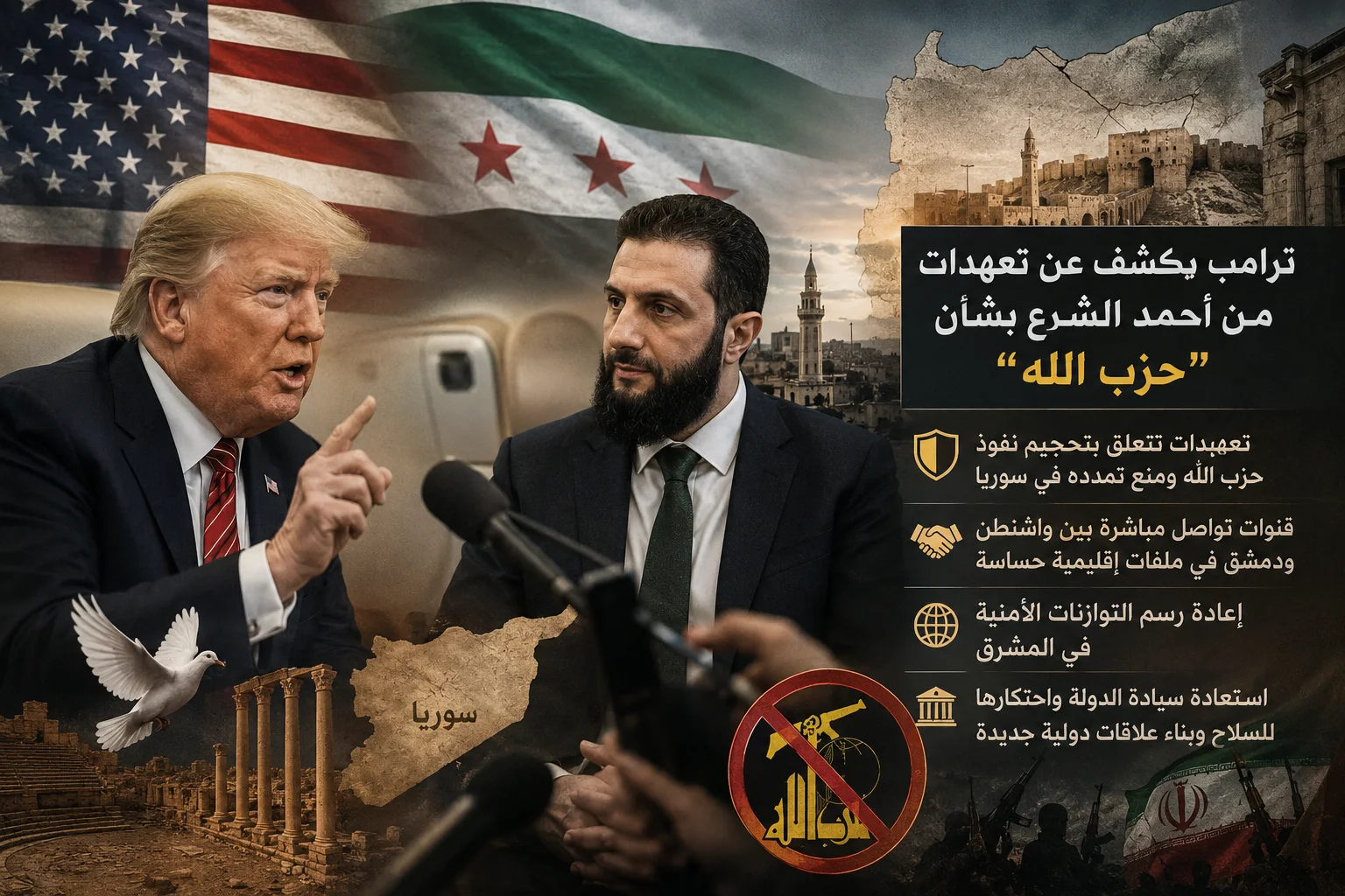 ترامب: أحمد الشرع قدّم تعهدات بشأن "حزب الله"