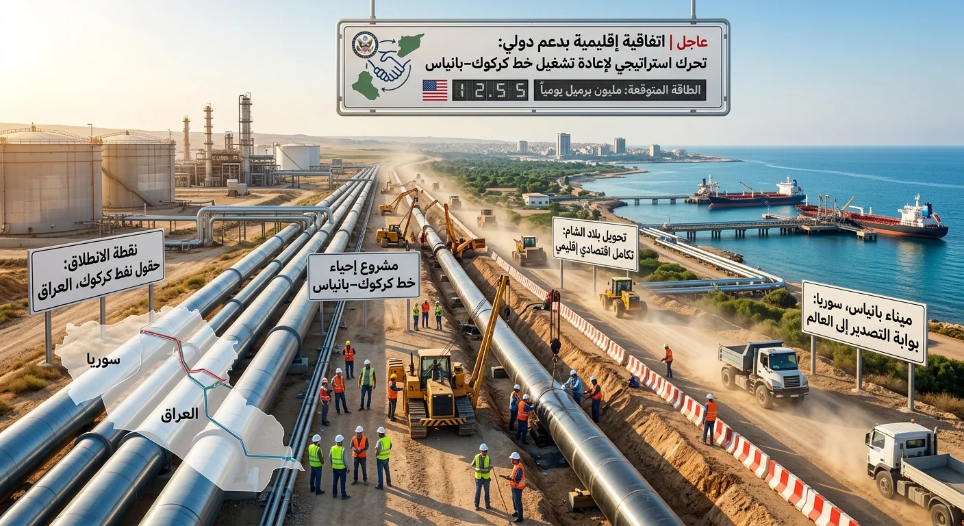 تحركات لإحياء خط نفط ( كركوك – بانياس ) مشروع استراتيجي جديد يربط العراق بسورية بدعم أميركي